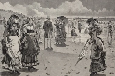 La playa en Long Branch, publicado como un suplemento de arte en Appletons Journal, 21 de agosto de 1869